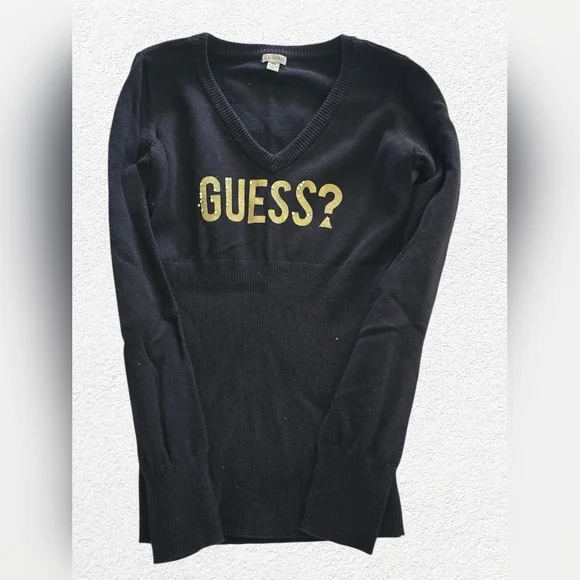GUESS Sweater Bundle Womens M Logo V Neck + Striped Embellished Sweater - Picture 2 of 11